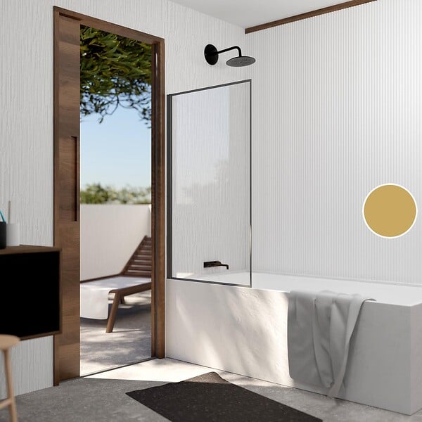 AURLANE - Pare Baignoire Rabattable 75x130 cm - Aluminium Gun Metal et Verre Trempé 4 mm - large
