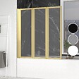 AURLANE - Pare baignoire Pivotant 3 Volets Or Brossé - 125x143 cm - Verre Trempé 4 mm - ZAGGY GOLD - vignette