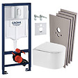 GROHE - Pack WC Bâti Rapid SL + WC sans bride SAT Vortex + Abattant SoftClose + Plaque chrome + Set d'habillage (ARENADELANOTQSB) - vignette