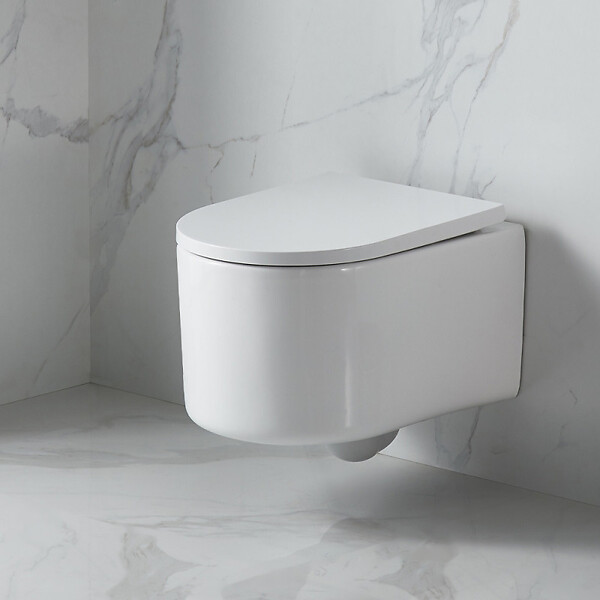 GROHE - Pack WC Bâti Rapid SL + WC sans bride SAT Vortex + Abattant SoftClose + Plaque chrome + Set d'habillage (ARENADELANOTQSB) - large