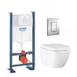 GROHE - Pack WC Euro Ceramic Cuvette Compact Triple Vortex + Rapid SL autoportant NF + plaque chrome (ProjectEuroCompact-1/BP) - vignette