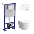 SWISS AQUA TECHNOLOGIES - Pack WC bâti-autoportant + WC SAT infinitio sans bride fixations invisibles + Abattant softclose + Plaque blanche/chrome - vignette