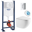 SWISS AQUA TECHNOLOGIES - Pack WC Bâti autoportant + WC sans bride Vortex SAT Fusion + Abattant softclose + Plaque Chrome - vignette