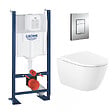 GROHE - Pack WC autoportant avec cuvette Roca sans bride et fixations invisibles + abattant Soft Close + Plaque chrome (ProjectOna-1) - vignette