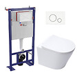 SWISS AQUA TECHNOLOGIES - Pack WC bâti-autoportant + WC SAT infinitio sans bride fixations invisibles + Abattant softclose + Plaque blanche/chrome - vignette