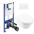 VILLEROY & BOCH - Pack WC Bâti Villeroy & Boch + Cuvette Villeroy sans bride + Abattant Duroplast + Plaque blanche (ViConnectArchi3-2) - vignette