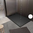 AURLANE - Receveur de douche en résine noir 90x140x3 cm effet pierre granit + grille linéaire noire mate - vignette
