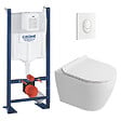 GROHE - Rapid SL Pack WC bâti autoportant + WC suspendu sans bride Ceramia avec abattant SoftClose + plaque blanche (GRRCEPXWR05FR-FS) - vignette