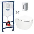 GROHE - Pack WC Bâti-support Rapid SL + WC SAT Vortex sans bride + Abattant SoftClose + Plaque chrome (RSLVORTEX1) - vignette