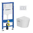 GEBERIT - Pack WC bâti-support Duofix UP100 + WC suspendu Ceramia Vortex rimless + abattant SoftClose + plaque blanche (GEBCE14WT01FR-FS) - vignette