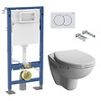 GEBERIT - Pack Bati-support Geberit Autoportant Duofix + WC sans bride Vitra Normus Spin+ Abattant softclose + Plaque blanche (Normus - vignette