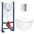 GROHE - Pack WC Bâti-support autoportant Rapid SL + WC SAT Vortex sans bride + Abattant SoftClose + Plaque chrome (PROVORTEX1) - vignette