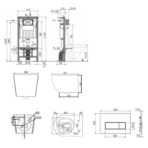 SWISS AQUA TECHNOLOGIES - Pack WC bâti-support autoportant + WC sans bride Ceramia PixL avec abattant SoftClose + plaque (STCEPXWT03-U) - large