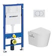 GEBERIT - Pack WC bâti-support Duofix UP100 + WC suspendu Ceramia Vortex rimless + abattant SoftClose + plaque blanche (CETORGEB1) - vignette