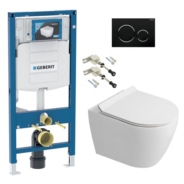 GEBERIT - Duofix pack WC bâti-support + WC suspendu sans bride Ceramia PixL avec abattant SoftClose + plaque (GECEPXWT02-FR) - large
