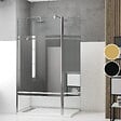 AURLANE - Paroi de Douche et Volet Pivotant 100+40x200 cm - Bandeau Miroir - Barre de Fixation Chrome - vignette