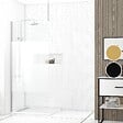 AURLANE - Paroi de Douche 90x200cm Dépolie - Profilé + Barre Plafond Finition Chrome - FREEDOM 2 FROSTED - vignette