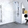 AURLANE - Paroi de Douche 80x200cm Verre Transparent - Barre de Fixation Extensible et Profil Chrome - vignette