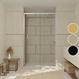AURLANE - Porte de douche coulissante 120x200 cm - Verre transparent - Profilé Chrome - CHROMED CRUSH - vignette