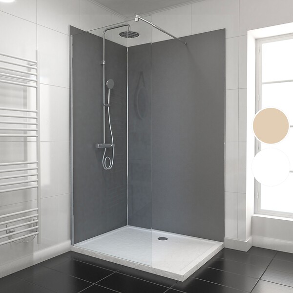 AURLANE - LOT de 2 Panneaux Muraux Aluminium GRIS 90+120x210 cm avec Profilés ANODISE BRILLANT - WALL'IT - large