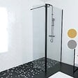 AURLANE - Paroi de Douche et Volet Pivotant 90+40x200 cm - Verre Transparent - Barre de Fixation Noire - vignette