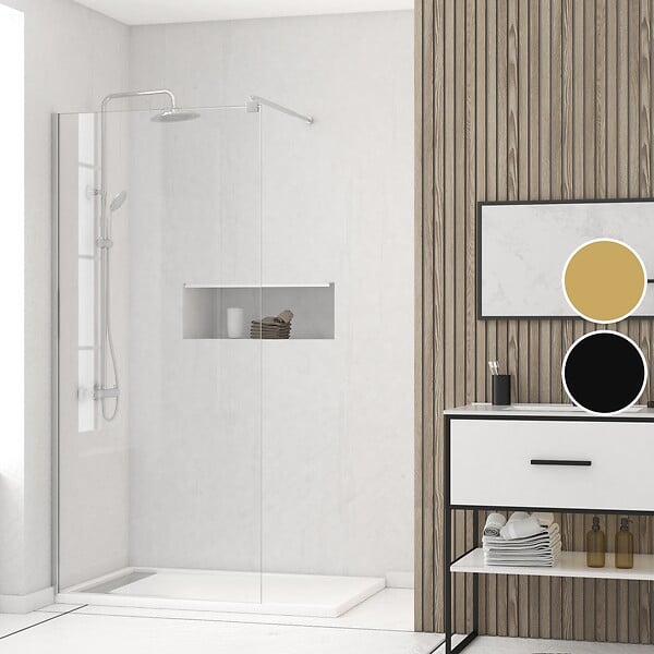 AURLANE - Paroi de Douche 100x200cm - Verre Trempé Transparent 8mm - Profilé Chrome - FREEDOM 2 CHROMED - large