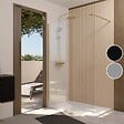 AURLANE - Paroi de Douche 140x195 cm en Verre Trempé 5 mm - Finition Or Brossé - GOLD ELEMENTARY - vignette