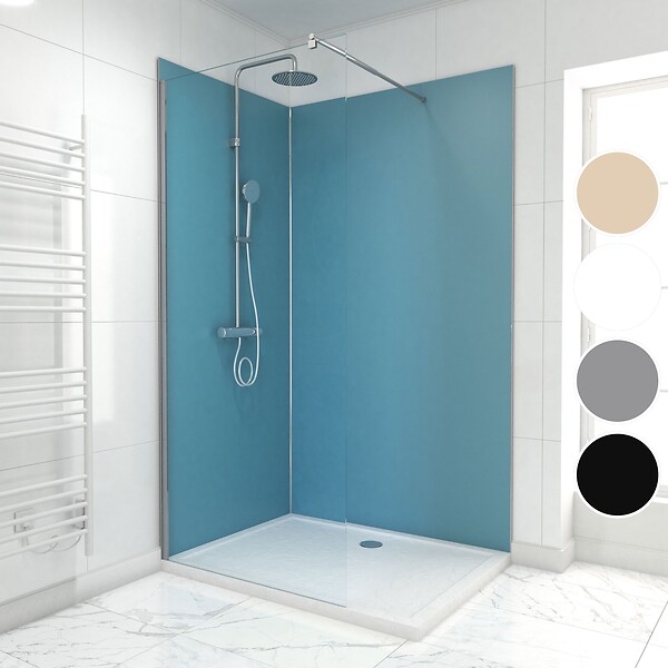 AURLANE - Pack de 2 Panneaux Muraux Aluminium BLEU 90+120x210 cm avec Profilés ANODISE BRILLANT - WALL'IT - large