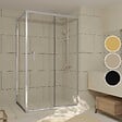 AURLANE - Porte de Douche Coulissante et Retour 120x80x200cm - Profilés Chrome - Verre trempé 6mm - vignette