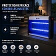 INTEC - Lampe Anti Moustique Intérieur Extérieur 2500V Technologie LED 8W Surface 60m² Elimine Mouches Moucherons & Insectes volants - vignette