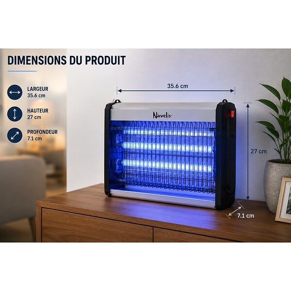 INTEC - Lampe Anti Moustique Intérieur Extérieur 2500V Technologie LED 8W Surface 60m² Elimine Mouches Moucherons & Insectes volants - large