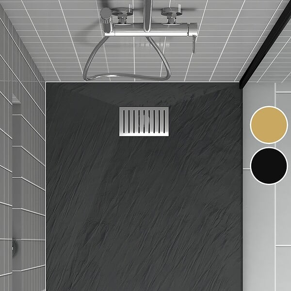 AURLANE - Grille rainurée en inox pour receveur - 20.15x12.3x0.55cm - ROCK 2 GRID LINE - large