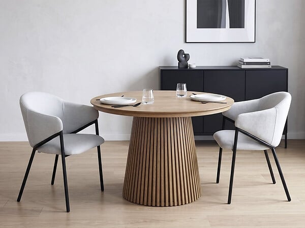 HABITAT ET JARDIN - Lot de 2 chaises de salle à manger en tissu et métal "Auralis" - Gris clair - large