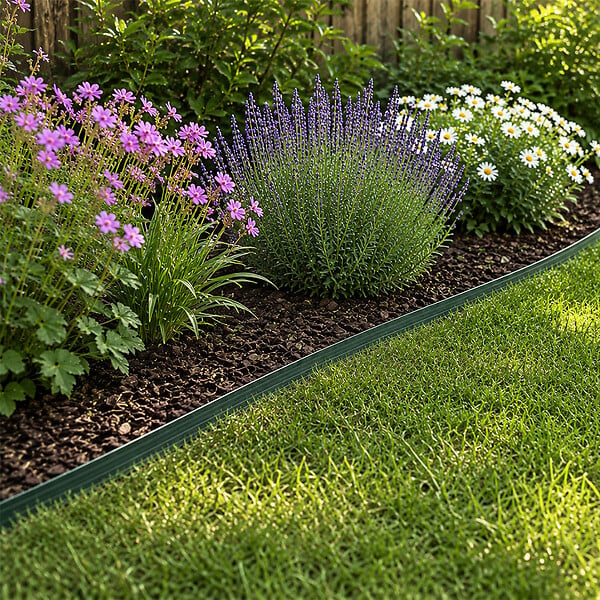 GT GARDEN - Bordure de jardin flexible verte - 3,8 cm x 10 mètres avec 20 piquets d'ancrage - large