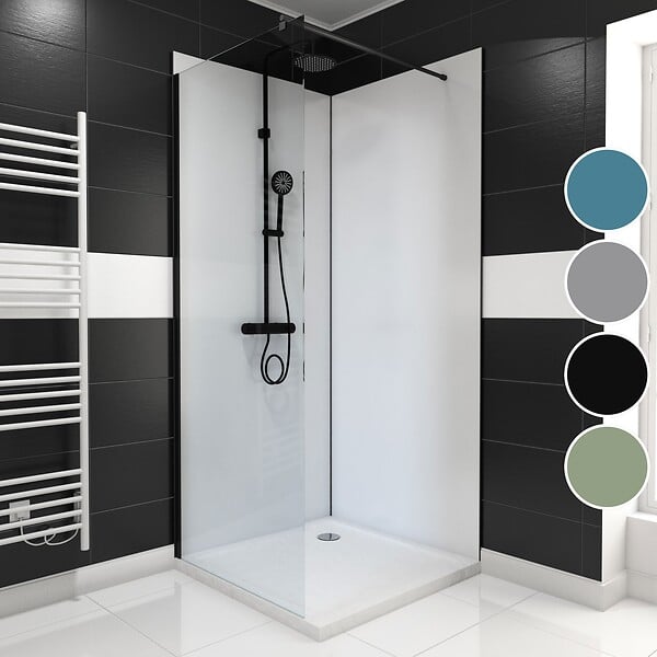 AURLANE - Pack de 2 Panneaux Muraux Aluminium BLANC 90+90x210 cm avec Profilés NOIR MAT - WALL'IT - large