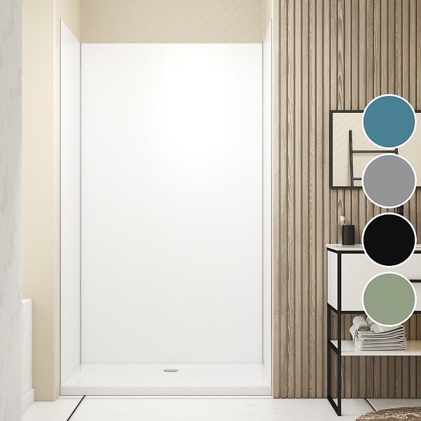 AURLANE - Pack de 3 Panneaux Muraux Aluminium Blanc 90+120+90x210 cm avec Profilés Chrome- WALL'IT - large