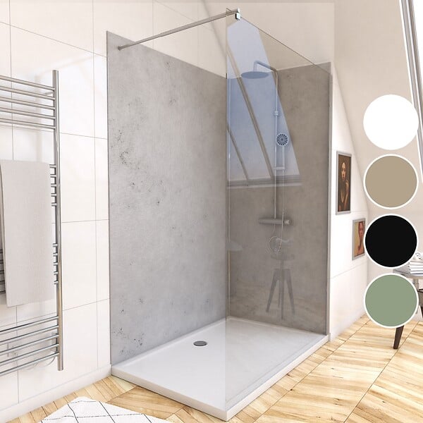 AURLANE - Pack de 2 Panneaux Muraux Pierre Light Grey 90+120x210 cm avec Profilés ANODISE BRILLANT - STONE'IT - large