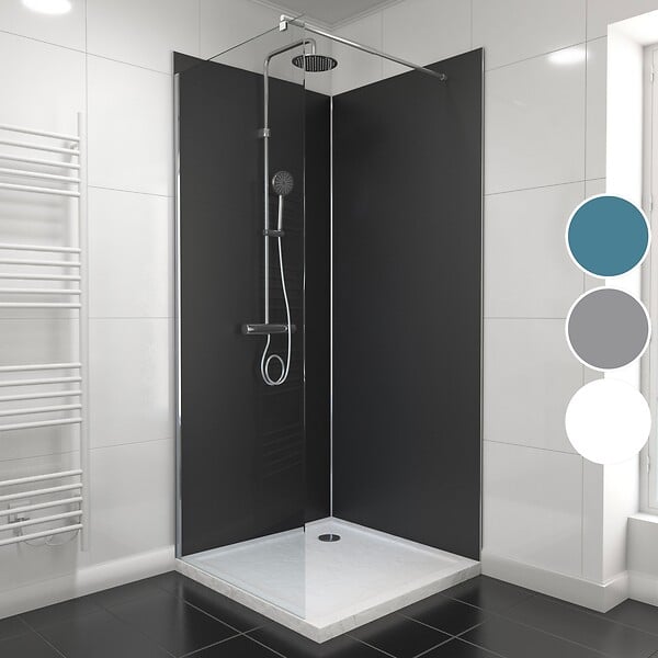 AURLANE - Pack de 2 Panneaux Muraux Aluminium NOIR 90+90x210 cm avec Profilés ANODISE BRILLANT - WALL'IT - large