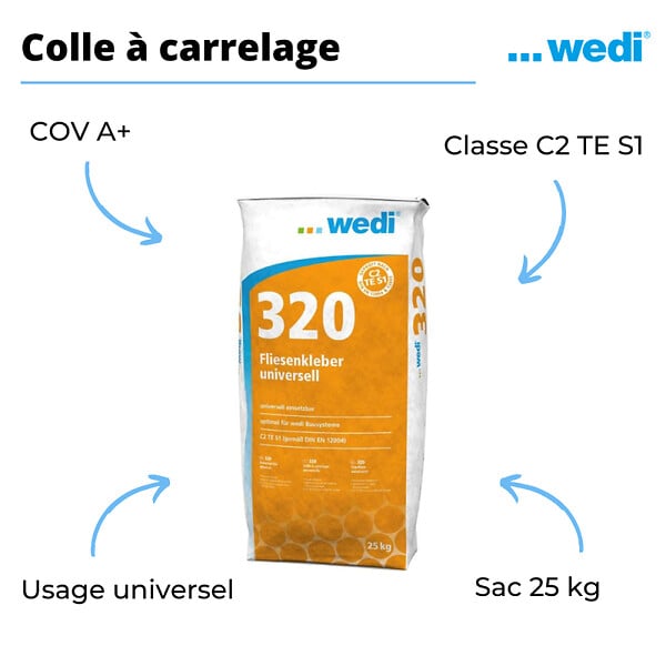 WEDI - Colle à carrelage universelle wedi 320 sac 25 kg - large