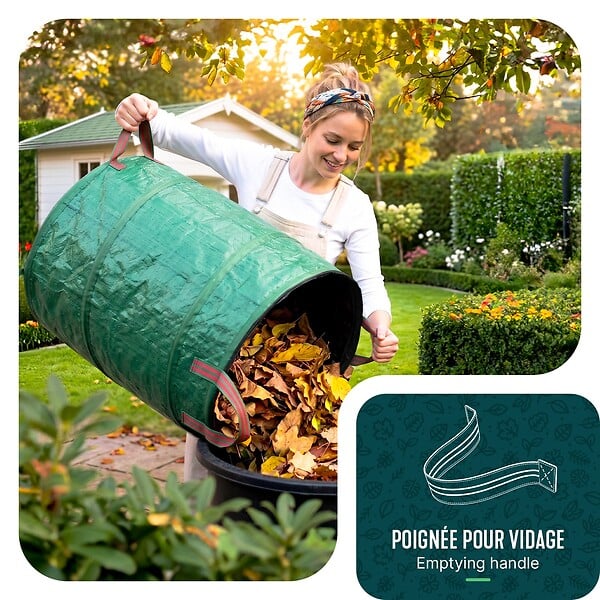 VOUNOT - Lot de 3 Sac de Jardin Pop up 100L en Polyéthylène avec Poignées - large