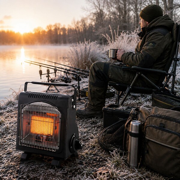 INTEC - Chauffage à gaz portable 1700W + 12 Cartouches gaz Allumage Piezo Thermocouple ODS Camping Pêche INTEC - large