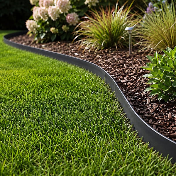 GT MARKET - Bordure de jardin flexible noire - 4 cm x 10 mètres avec 30 piquets d'ancrage - large