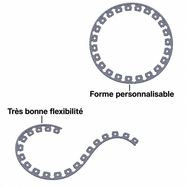 GT MARKET - Bordure de jardin flexible grise - 4 cm x 10 mètres avec 30 piquets d'ancrage - large