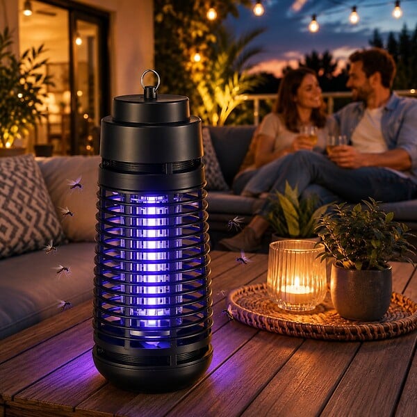 INTEC - Lampe Anti Moustique 6W Intérieur/Extérieur - Piège Anti Insectes Noir Réduit les Piqûres 80m² Elimine Mouches Insectes volants - large