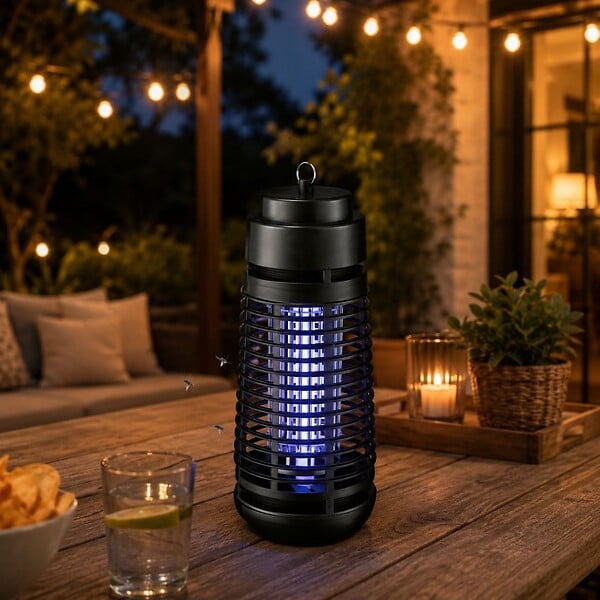 INTEC - Lampe Anti Moustique 6W Intérieur/Extérieur - Piège Anti Insectes Noir Réduit les Piqûres 80m² Elimine Mouches Insectes volants - large