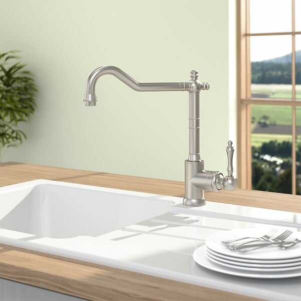 VILLEROY ET BOCH - Robinet cuisine  Avia 2.0 Acier massif + nettoyant - large