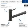 VILLEROY ET BOCH - Robinet cuisine rabattable  Como Shower window Anthracite + nettoyant - vignette
