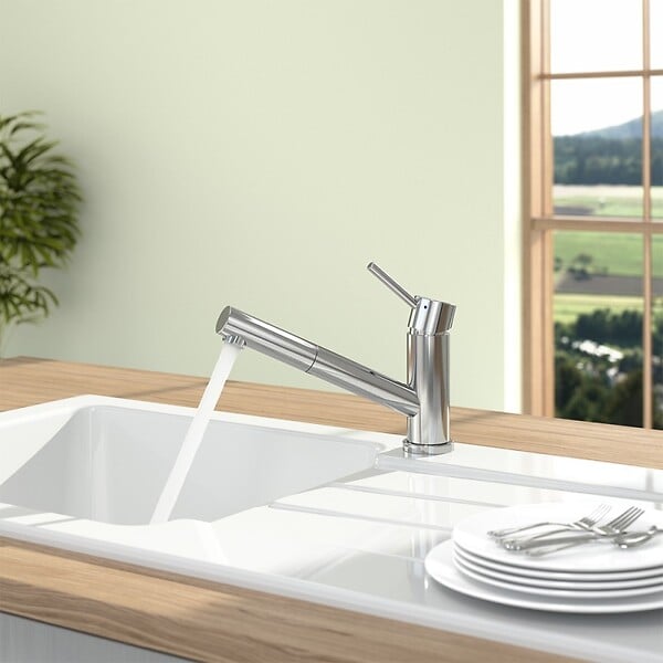 VILLEROY ET BOCH - Robinet cuisine rabattable  Como Shower window Inox + nettoyant - large