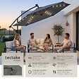 TECTAKE - parasol déporté à LED pivotant 360° en polyester solaire UV 50+ gris 3x3 m - vignette