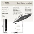 TECTAKE - parasol déporté à LED pivotant 360° en polyester solaire UV 50+ gris 3x3 m - vignette